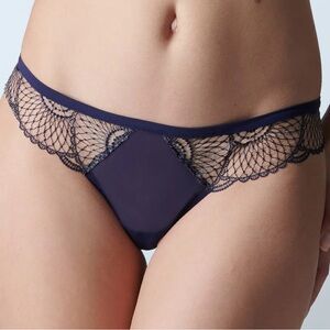 Simone Perele S Reflet Tanga Panty Embroidery Smooth Midnight Flocked Dot